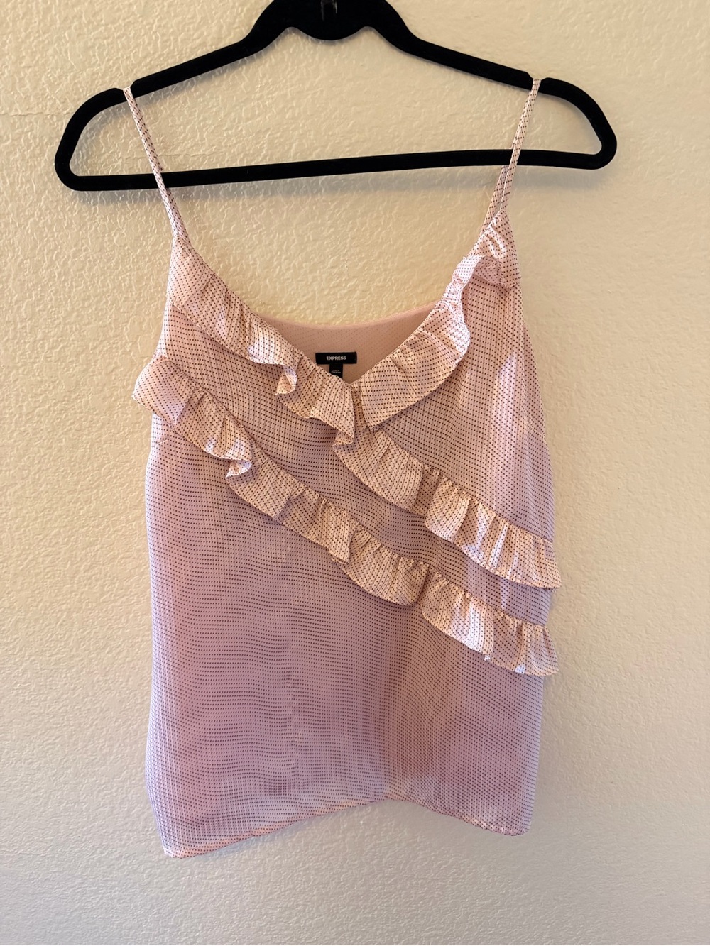 Express Light Pink Ruffle Spaghetti-Strap Camisole